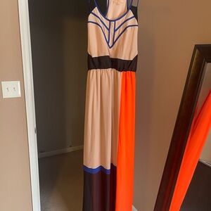 Gibson Latimer Maxi Dress with Blue and Orange Highlights